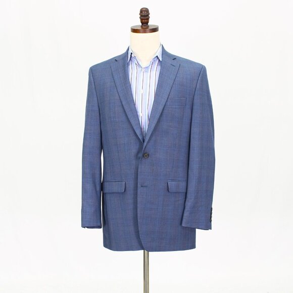 Ralph Lauren 40L Blue Check 2-Button Sport Coat Blazer Jacket T710 - Picture 1 of 11
